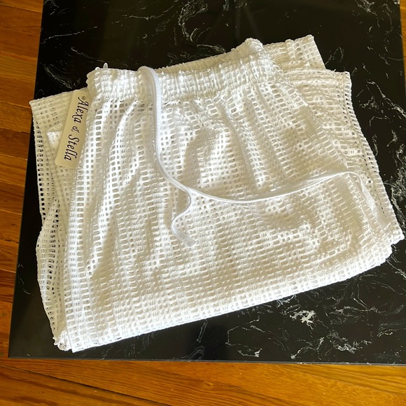 🤍⛱️🏖️Alexa & Stella White Mesh Bottoms with Adjustable Waist-L-NWT - Picture 8 of 14